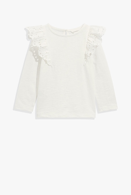 Organically Grown Cotton Broderie Frill T-Shirt