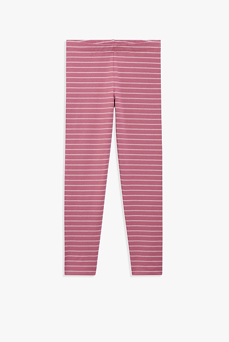 Organically Grown Cotton Blend Stripe Legging