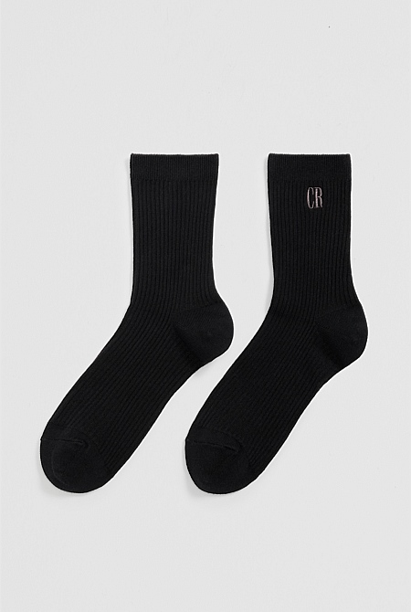 Australian Cotton Blend CR Ribbed Three Quarter Crew Sock