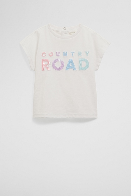 Organically Grown Cotton Sequin Logo T-Shirt