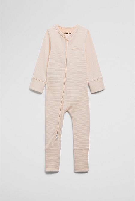 Organically Grown Cotton Stripe Rib Jumpsuit