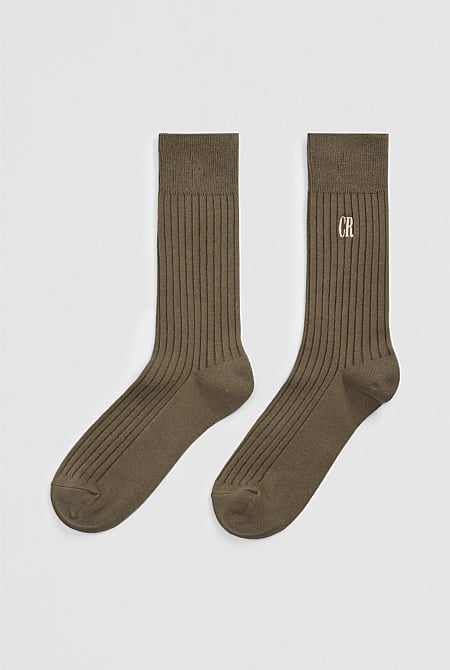 Australian Cotton Blend Country Road Ribbed Crew Sock