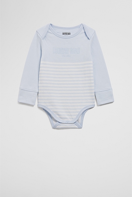 Organically Grown Cotton Stripe Long Sleeve Heritage Bodysuit