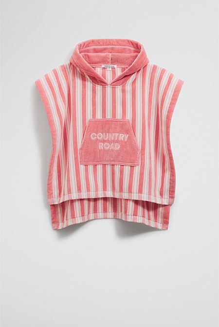 Cotton Stripe Logo Poncho
