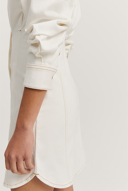 Shannon White Linen Blend Mini Dress
