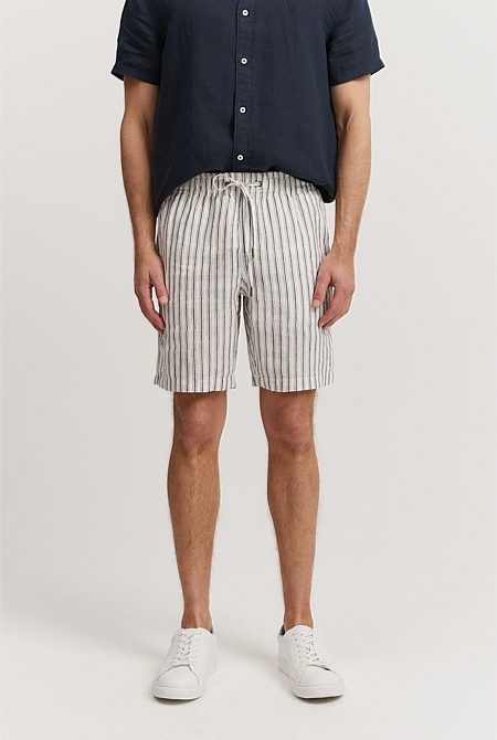 Organically Grown Linen Stripe Drawcord Short