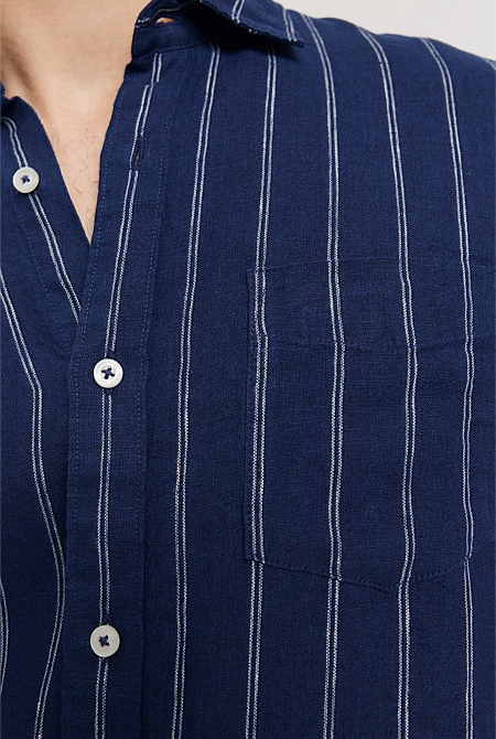 Regular Fit Organically Grown Linen Pinstripe Shirt