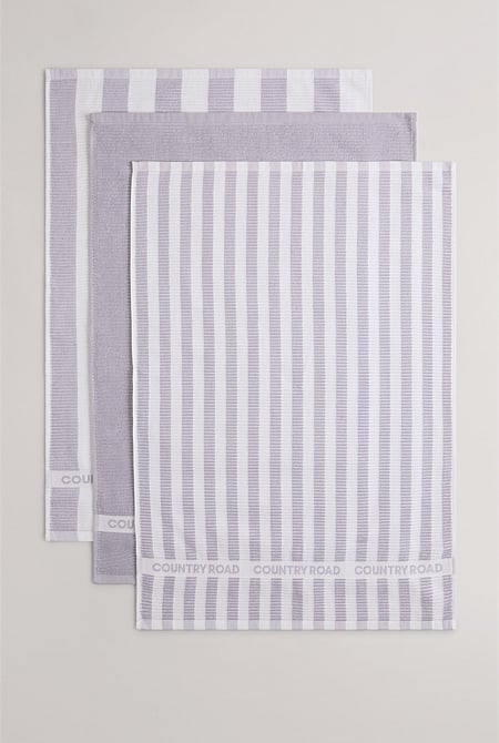 CR Stripe Australian Cotton Tea Towel Pack of 3