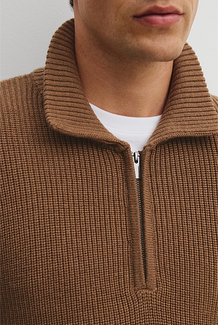 Australian Wool Zip Collar Knit