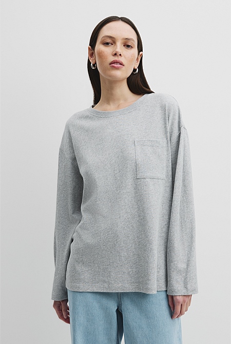 Australian Cotton Long Sleeve Relaxed T-Shirt