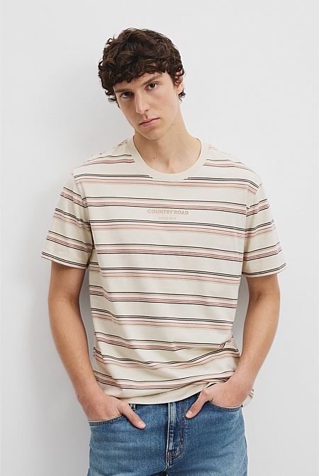 Australian Cotton Modern Logo Stripe T-Shirt