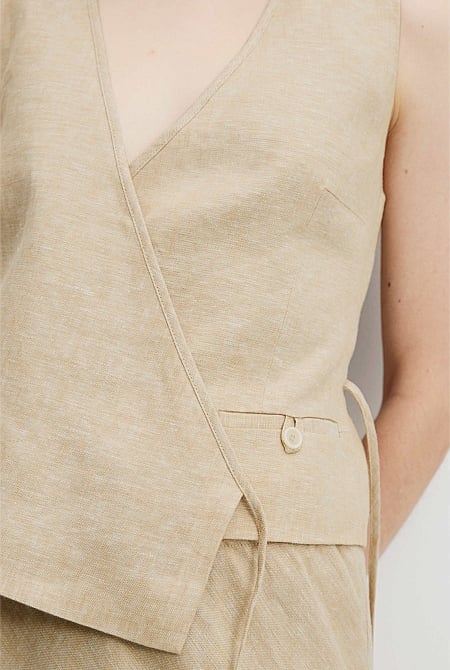 Organically Grown Linen Wrap Vest Top