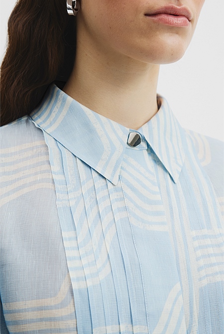 Print Pintuck Detail Shirt