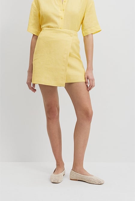 Organically Grown Linen Wrap Mini Skirt