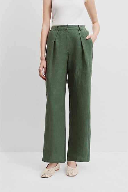 Organically Grown Linen Tuck Front Pant