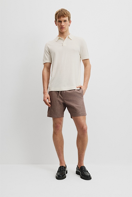 Cotton Silk Button Knit Polo