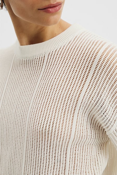 Organically Grown Cotton Long Sleeve Crochet Knit