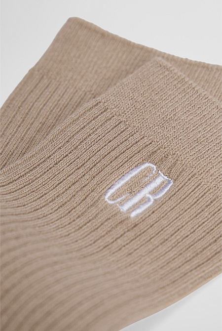 Australian Cotton Blend CR Ribbed Three Quarter Crew Sock