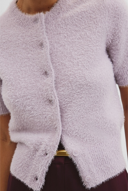 Fluffy Button Detail Knit