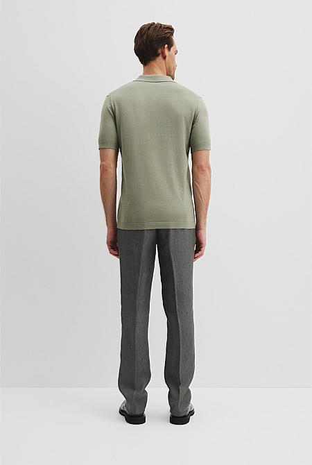 Australian Cotton Blend Silk Button Polo