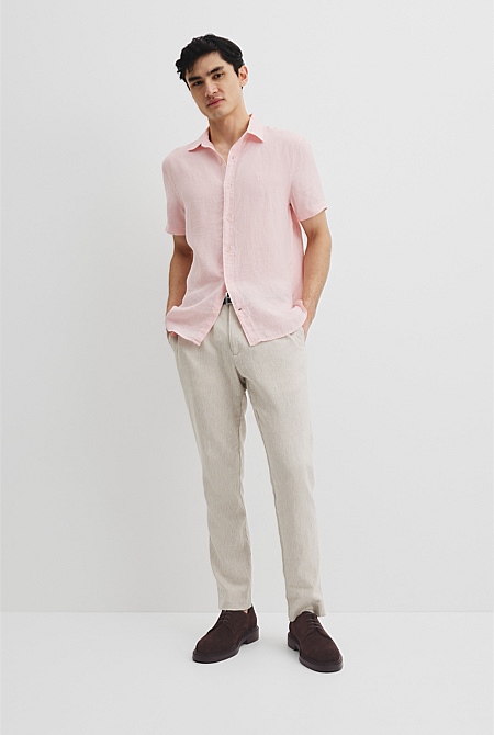 Organically Grown Linen Regular Fit Short Sleeve Shirt