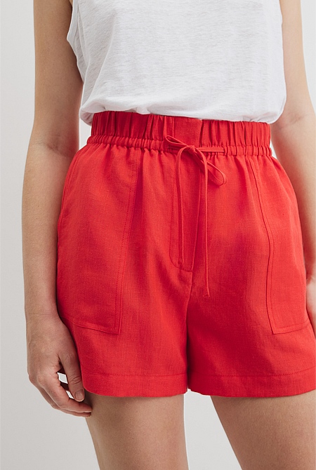 Organically Grown Linen Tie Detail Short