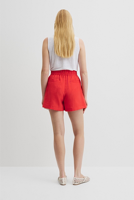 Organically Grown Linen Tie Detail Short