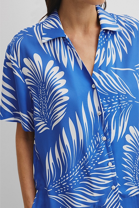 Print Short Sleeve Cupro Straight
