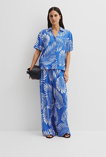 Print Short Sleeve Cupro Straight