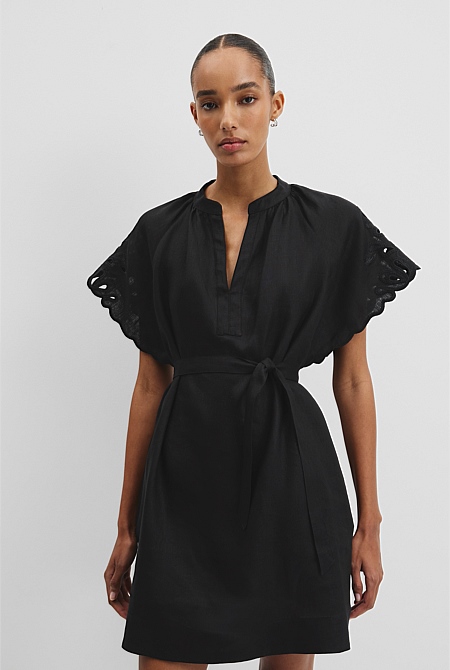 Cutwork Linen Mini Dress