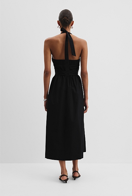 Organically Grown Cotton Halter Detail Midi Dress