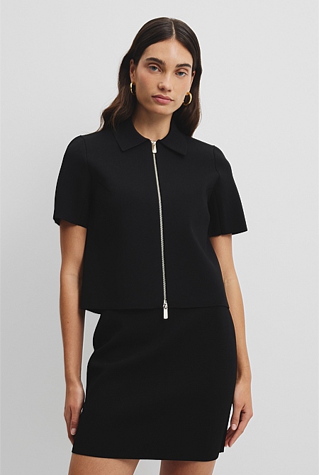 Short Sleeve Compact Zip Knit Short Sleeve Compact Zip Knit