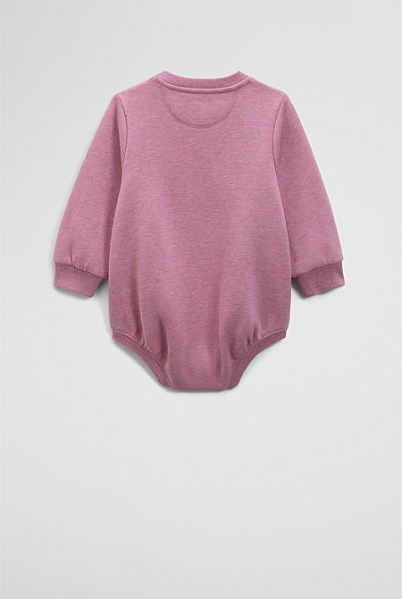 Organically Grown Cotton Logo Oversized Long Sleeve Bodysuit