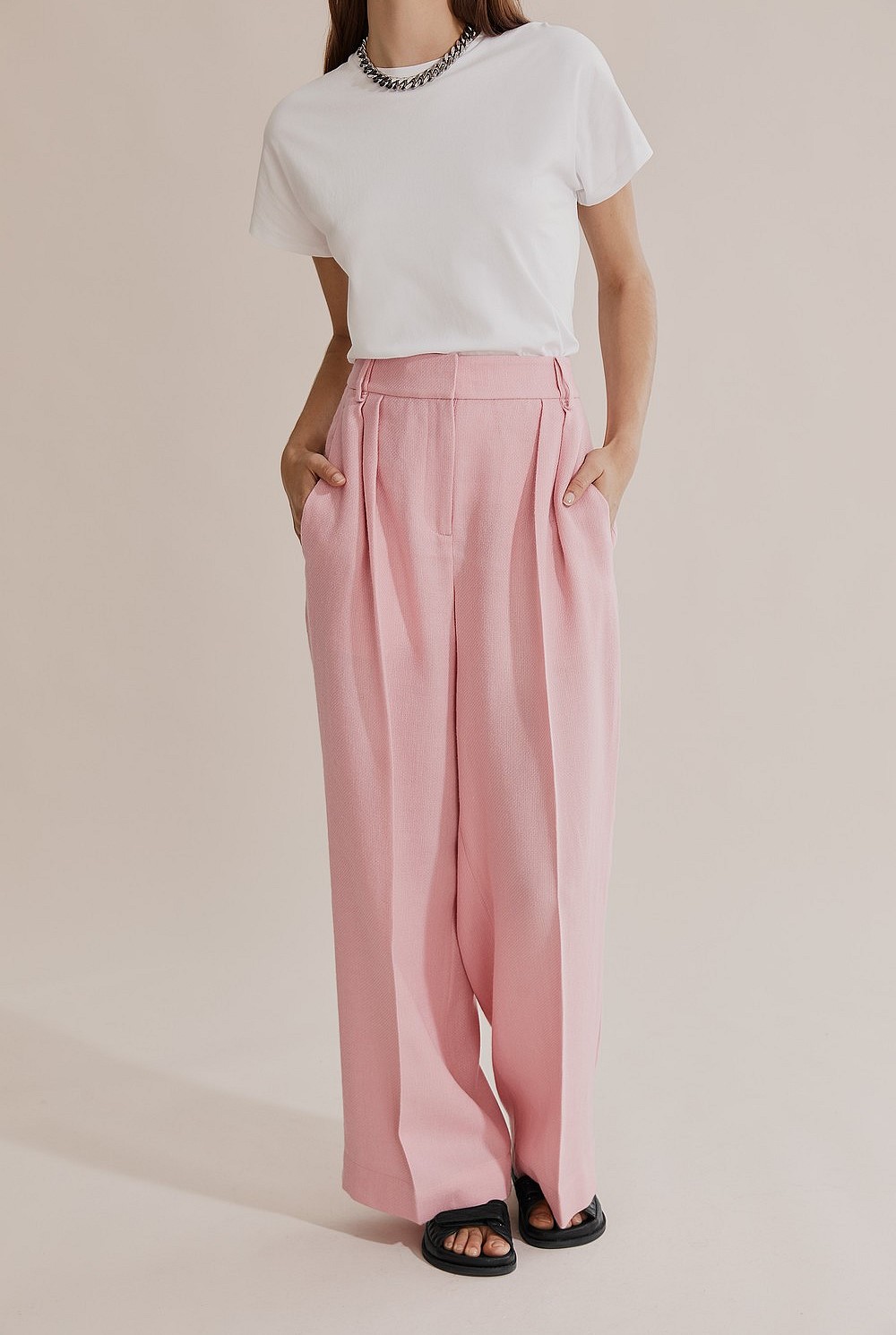 Powder Pink Wool Wide Leg Pant - Pants | Country Road
