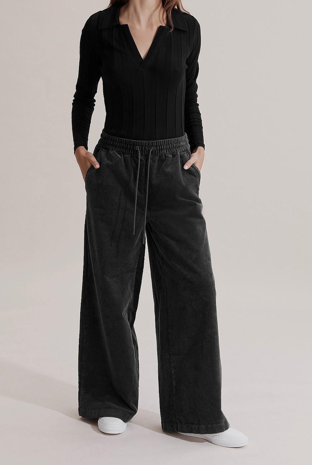 Charcoal Cord Palazzo Pant - Pants | Country Road
