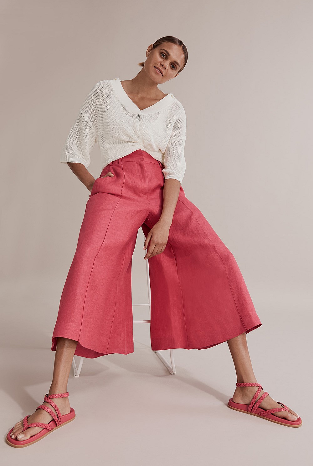 Primrose Organically Grown French Linen Culotte - Pants | Country Road