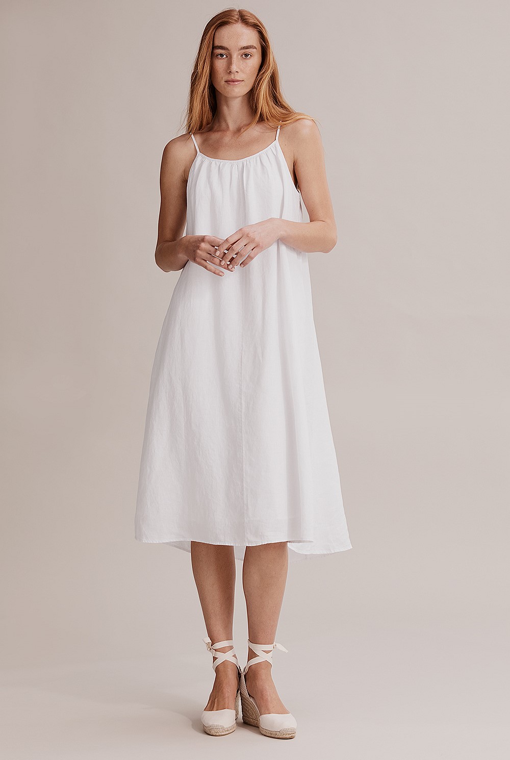 white linen dress with belt Danika White Linen Maxi Dress - M Size - Women's Dresses