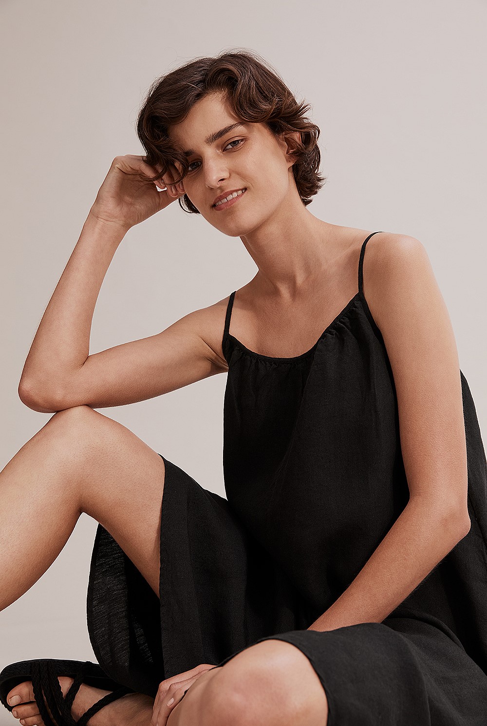 Black Linen Midi Dress - Dresses | Country Road Black Linen Midi Dress - Dresses | Country Road