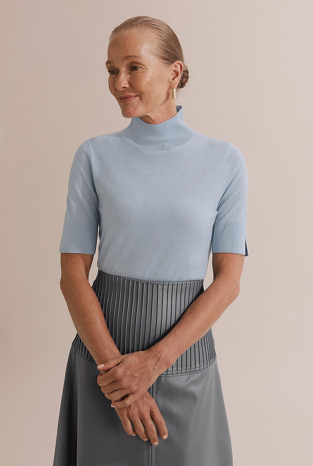 トップス Little$uzie Merino Wool Short Knit Ice Blue Merino Wool Silk Short Sleeve Knit - Knitwear | Country Road