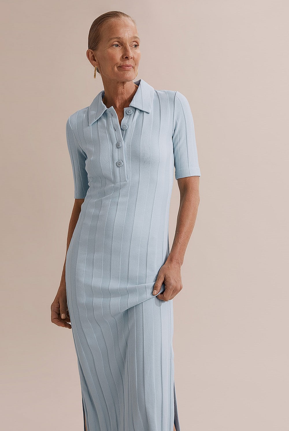 Ice Blue Cotton Modal Polo Dress - Dresses | Country Road