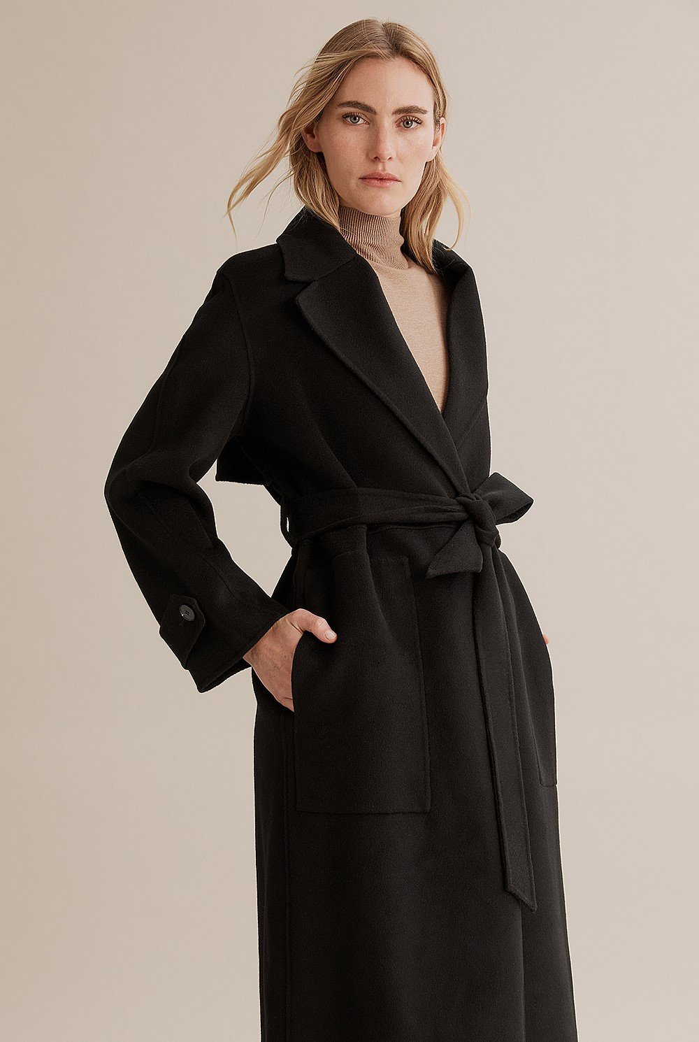 Black Belted Soft Coat - Jackets & Coats | Country Road