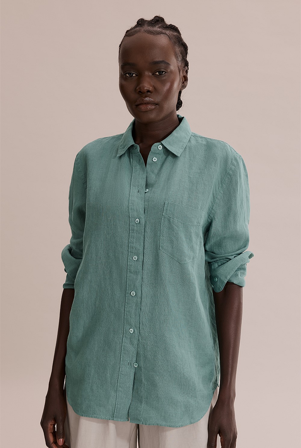 Soft Sage Organically Grown Linen Shirt - Shirts | Country Road