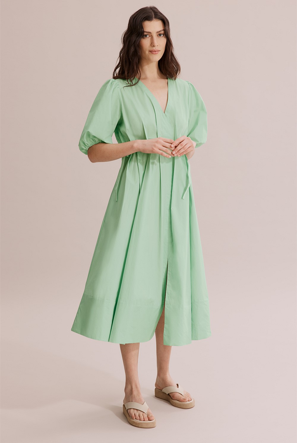 Aloe Gathered Detail Midi Dress - Dresses | Country Road