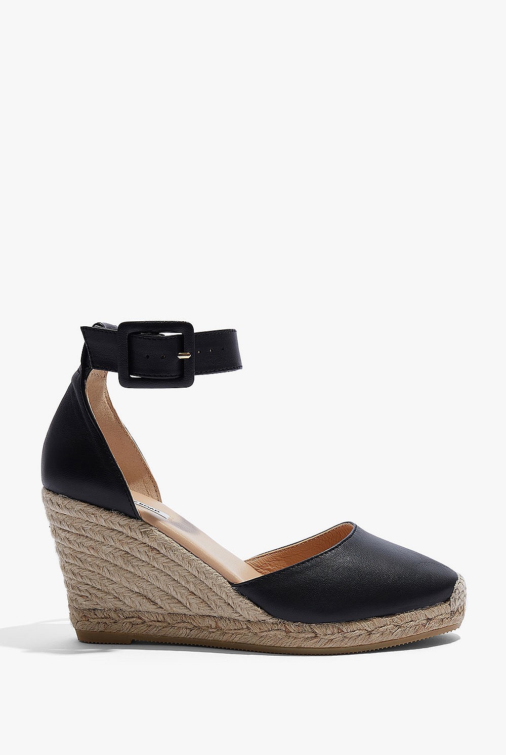 Black Carolina Leather Espadrille Wedge Espadrilles Country Road