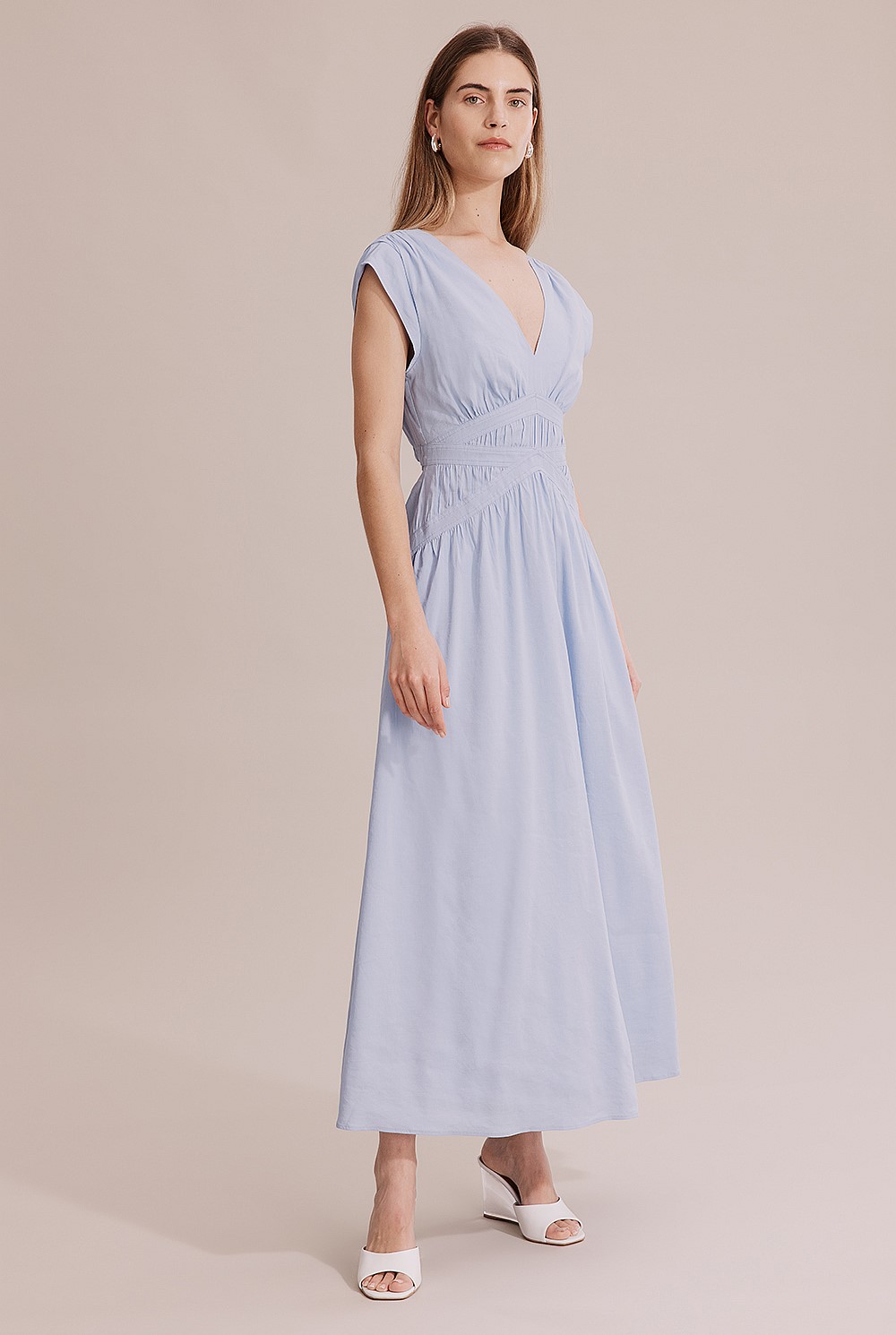 Pale Blue Panel Detail Maxi Dress - Dresses | Country Road Pale Blue Panel Detail Maxi Dress - Dresses | Country Road
