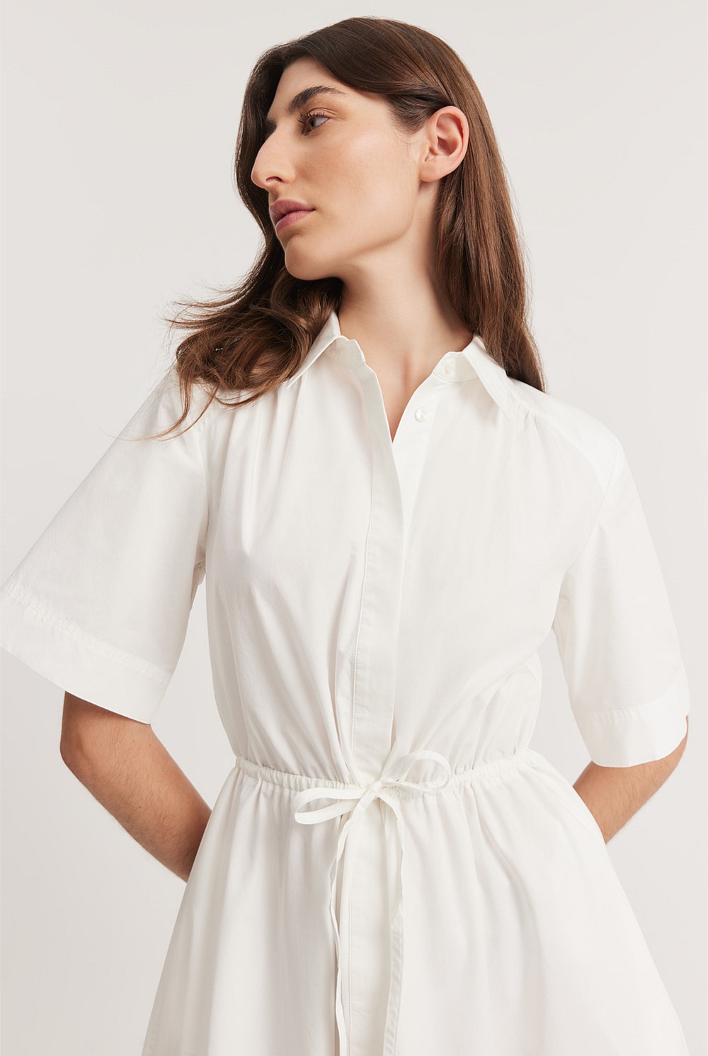 knee length dresses for ladies Perfect Date Cotton Tie Waist Midi Dress – VICI main image 0