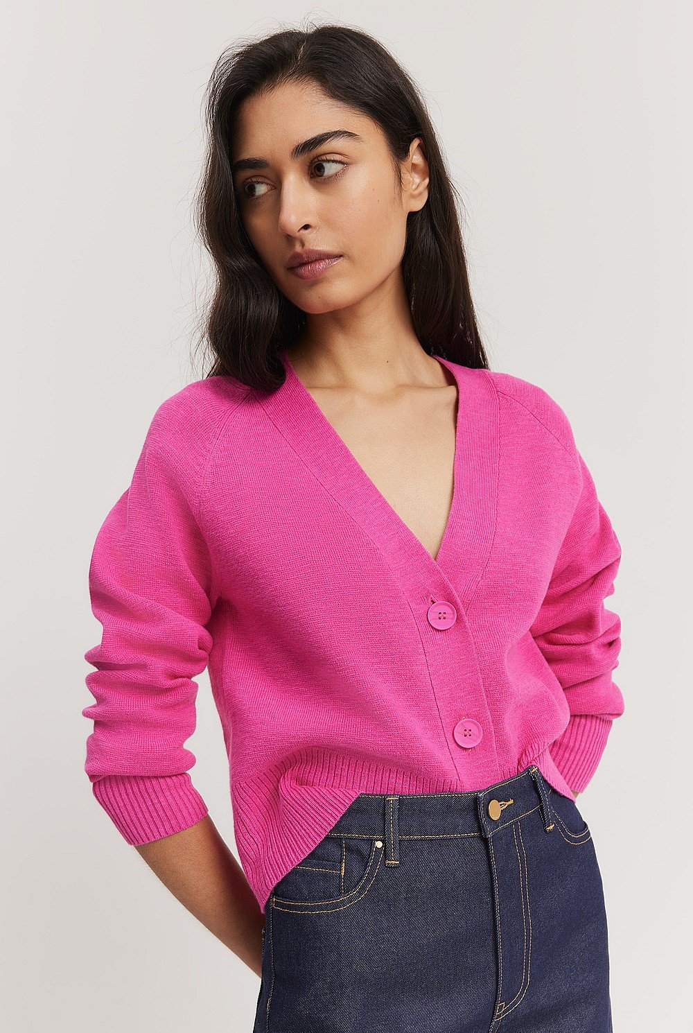Vivid Pink Button Front Cardigan - Knitwear | Country Road