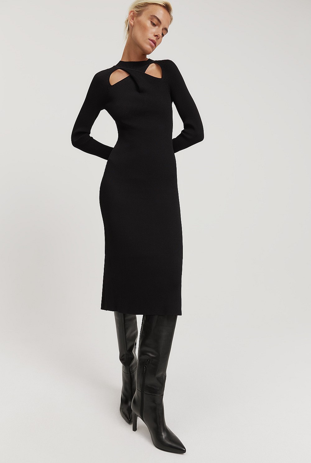 Black Twist Knit Dress - Knitwear | Country Road