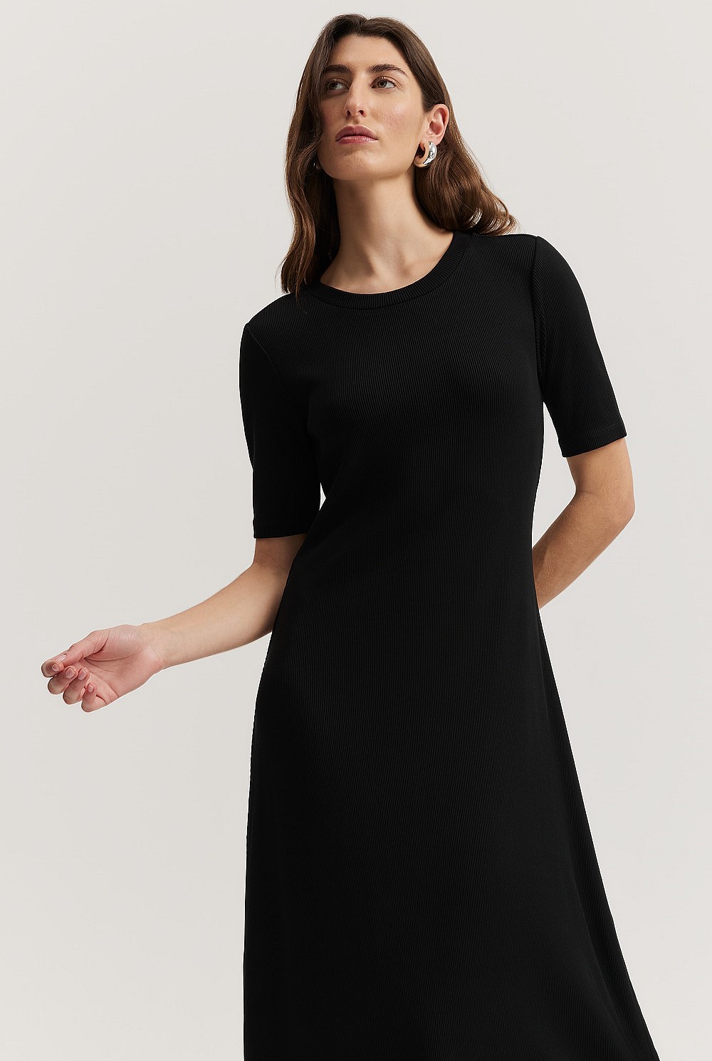 Black Rib T-Shirt Dress - Dresses | Country Road
