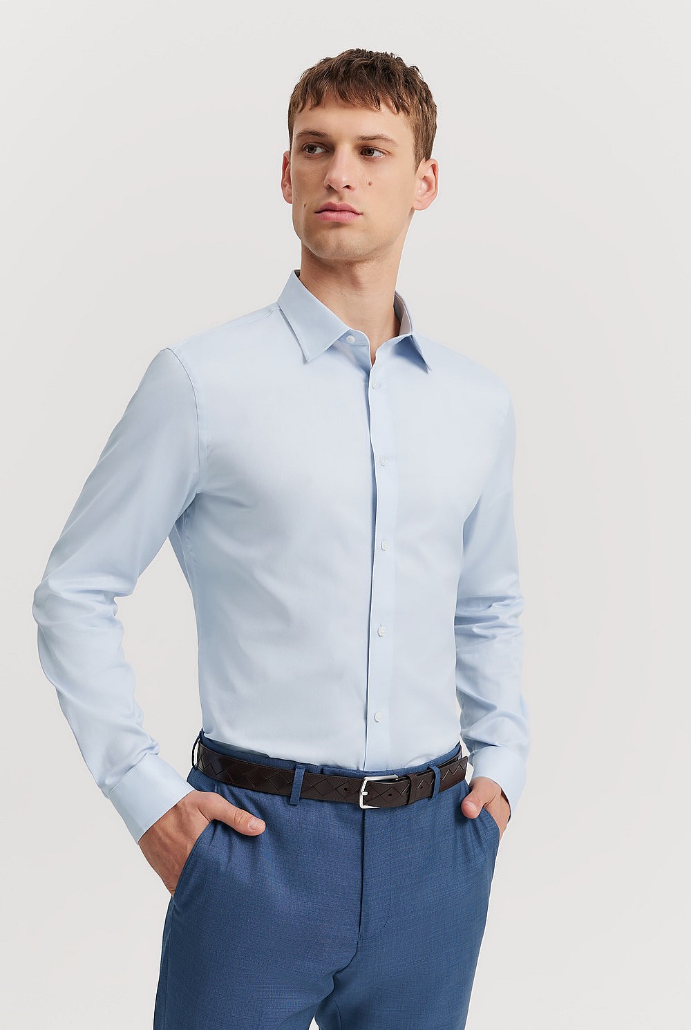 Sky Blue Slim Fit Oxford Shirt Business Shirts Country Road